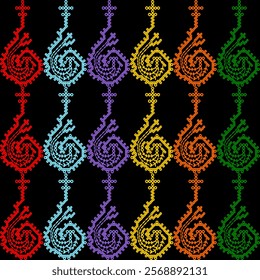 kasuti india stitch embroidery needle work abstract artwork seamless geometric pattern printed background fabric wallpaper hand drawn line colorful black


