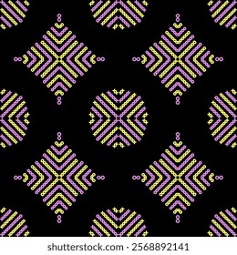 kasuti india stitch embroidery needle work abstract artwork seamless geometric pattern printed background fabric wallpaper hand drawn line colorful black


