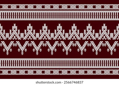 kat cross stitch geometric embroidery seamless knitted pattern on damask background. Perfect decorative design for sweater, fabric, decoration, illustration, ornament, texture, textile, interior