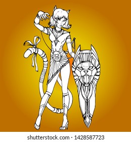 Kat Girl with shield vector