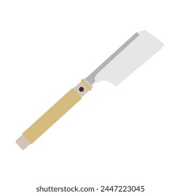sierra de mano japonesa kataba Ilustración vectorial de diseño plano. sierra con mango naranja aislado sobre fondo blanco. Carpintero o reparador sierra de mano icono de Vector en estilo de dibujos animados planos. Herramienta de construcción. 