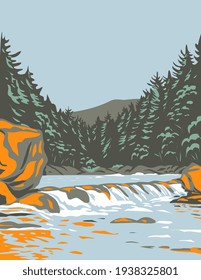 The Katahdin Woods and Waters National Monument in Northern Penobscot County Maine Including Section of East Branch Penobscot River WPA Poster Art