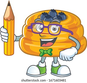 Carácter estudiantil hábil de Kataifi usando un lápiz