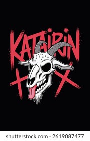 KATAIRIN Skull Goat Horror Artwork T-shirt Design Vector