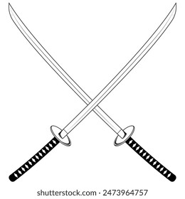 Katana crossed illustration. Two crossed swords