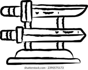 Katana hand drawn vector illustrations