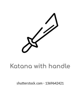 katana with handle vector line icon. Simple element illustration. katana with handle outline icon from weapons concept. Can be used for web and mobile