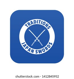 Katana icon blue vector isolated on white background
