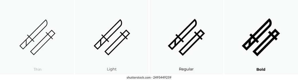 katana icon. Thin, Light Regular And Bold style design isolated on white background