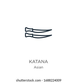 Katana icon. Thin linear katana outline icon isolated on white background from asian collection. Line vector sign, symbol for web and mobile