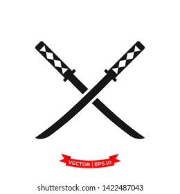 Katana Icon Vector Logo Template, Samurai Sword Icon 