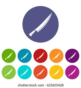 Katana icons set in circle isolated flat vector illustration