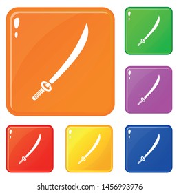 Katana icons set collection vector 6 color isolated on white background