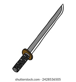 katana illustration colored hand drawn vector