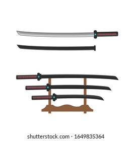 Conjunto de ilustraciones de Katana. Katana con vectorial