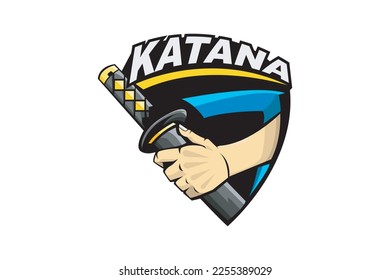 KATANA MASCOT LOGO VECTOR ILLUSTRATION