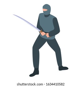 Katana ninja icon. Isometric of katana ninja vector icon for web design isolated on white background
