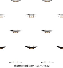 Katana on wooden stand pattern seamless background in flat style repeat vector illustration