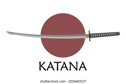 Katana sword colored logo. Vector.