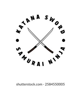 katana sword crossed logo design concept vintage retro style