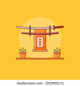 Katana Sword in Flat Design Illustration