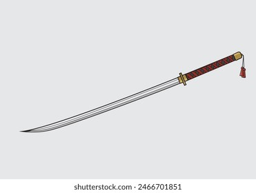 Katana sword flat vector illustration