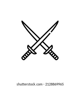 Katana sword icon flat vector.