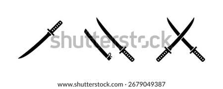 Katana sword icon isolated on white background.