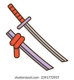 Vector de icono de la espada de Katana en el diseño de moda
