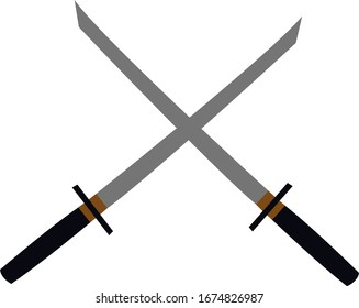 Katana sword, illustration, vector on white background.