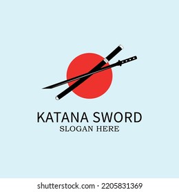 Katana sword line art logo, icon and symbol, vector illustration design