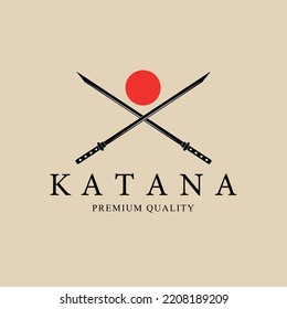 Katana sword line art logo, icon and symbol, vector illustration design