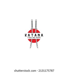 katana sword logo design vector illustration art samurai traditional ninja culture japanese fighter battle war asian