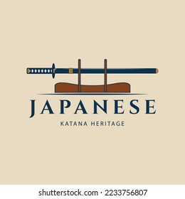 Katana Schwert Logo Vintage Vektorgrafik Design