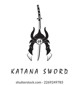 Katana-Schwert-Logo, Vintage-Vektorgrafik, Design modernes japanisches Schwert des Katana-Logo-Konzepts