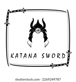 Logo de la espada de Katana, vintage ilustración vectorial, diseño moderno concepto del logo de la espada japonesa de katana
