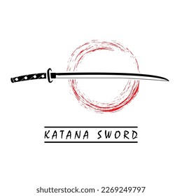 Katana-Schwert-Logo, Vintage-Vektorgrafik, Design modernes japanisches Schwert des Katana-Logo-Konzepts