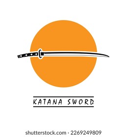 Katana sword logo, vintage vector illustration,  design modern japanese sword of katana logo concept
