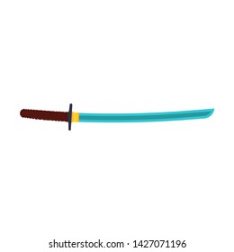 Katana sword samurai blade vector icon. Warrior weapon ninja isolated white. Martial battle steel handle razor