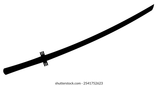 Silueta de espada Katana aislada sobre fondo blanco. Ilustración vectorial.