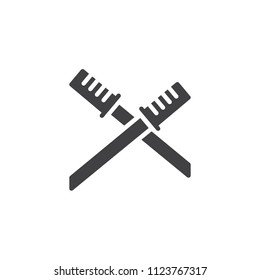 Katana sword vector icon. filled flat sign for mobile concept and web design. Crossed Samurai Swords simple solid icon. Symbol, logo illustration. Pixel perfect vector graphics