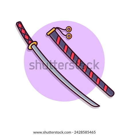 Katana Sword Vector Illustration, Icon Isolated