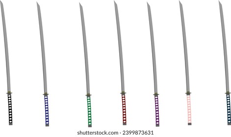 Katana swords in different colors