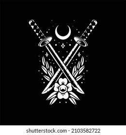 katana tattoo illustration vector design