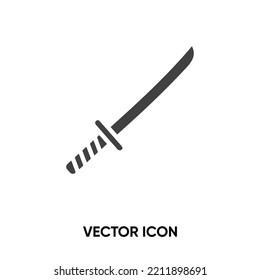 Icono vector Katana. Ilustración vectorial plana moderna y simple para sitio web o aplicación móvil.Knife o símbolo de arma, ilustración de logotipo. Gráficos vectoriales perfectos para píxeles