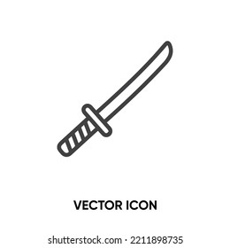 Katana-Vektorsymbol. Moderne, einfache flache Vektorgrafik für Website oder mobile app.Knife oder Waffensymbol, Logo-Illustration. Pixel perfekte Vektorgrafik	