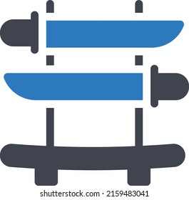 katana   Ilustración vectorial en un fondo transparente. Símbolos de calidad superior. Iconos vectoriales de glifos para diseño de conceptos y gráficos.