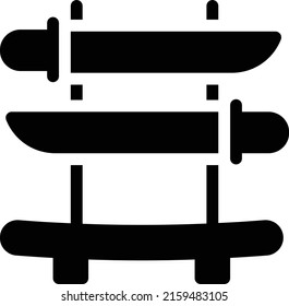 katana   Ilustración vectorial en un fondo transparente. Símbolos de calidad superior. Iconos vectoriales de glifos para diseño de conceptos y gráficos.