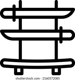 Katana-Vektorgrafik auf transparentem Hintergrund. Hochwertige Symbole. Dünne Vektorsymbole für Konzept und Grafikdesign.