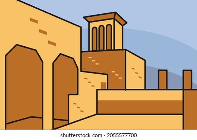 ilustración vectorial del edificio antiguo de katara